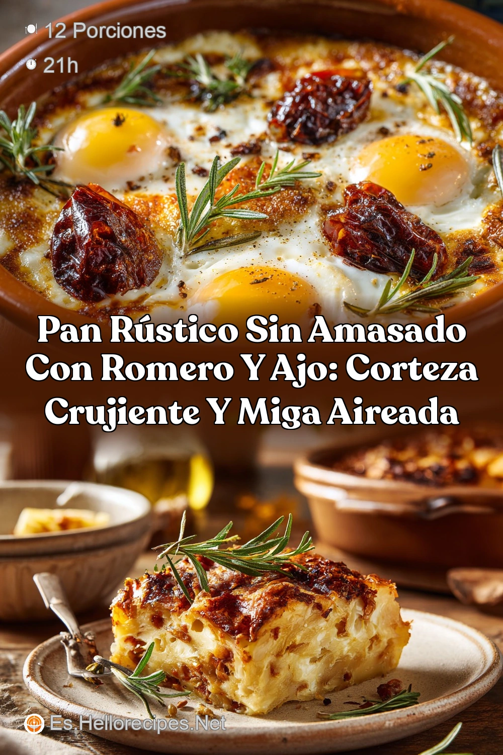 Pan Rústico sin Amasado con Romero y Ajo Receta Fácil
