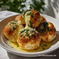 Bombas De Queso Con Mantequilla De Ajo: Crujientes Y Fundidas