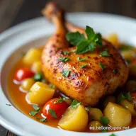 Receta Pollo Glaseado con Miel y Mostaza y Verduras Asadas F&aacute;cil y Jugoso