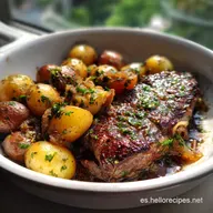 Sart&oacute;n de Bistec y Papas con: Costra Crujiente Garantizada
