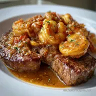 Steak con Camarones Caj&uacute;n: Receta Cremosa de Churrasco y Especias