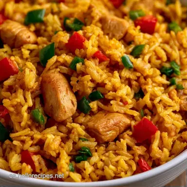 Arroz Amarillo Con Pollo Thermomix para 4 Tarjeta de receta