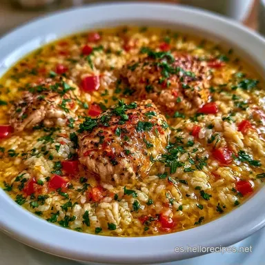 Arroz Caldoso Con Pollo para 4 Personas Tarjeta de receta