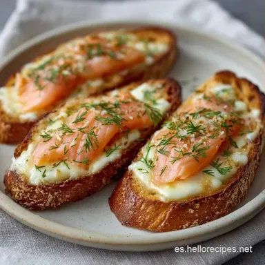 Bocadillo de Salm&oacute;n y Queso Crema para 4 Tarjeta de receta