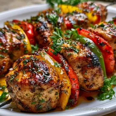 Receta de Brochetas de Pollo para 4 Tarjeta de receta