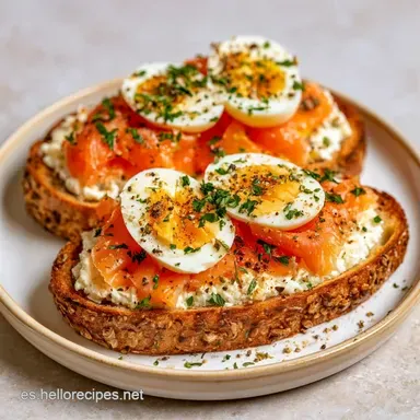 Canapés Salmón y Huevo para 40 Piezas Tarjeta de receta
