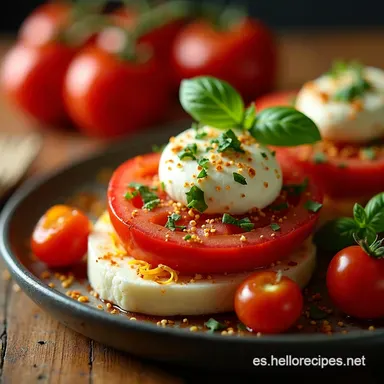Caprese Picante Un Cl&aacute;sico Italiano con Toque Espa&ntilde;ol Tarjeta de receta