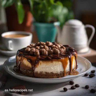 Cheesecake de Caf&eacute; Chocolate y Caramelo: Postre Gourmet Tarjeta de receta