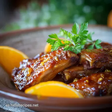Costillas de Cerdo Glaseadas con Miel y Naranja La Receta Lenta que se Deshace Tarjeta de receta