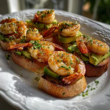 Crostini de Camarones al Ajo con Aguacate Crujientes Tarjeta de receta