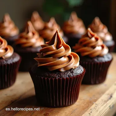 Receta Cupcakes de Chocolate H&uacute;medos con Ganache Sedoso Tarjeta de receta