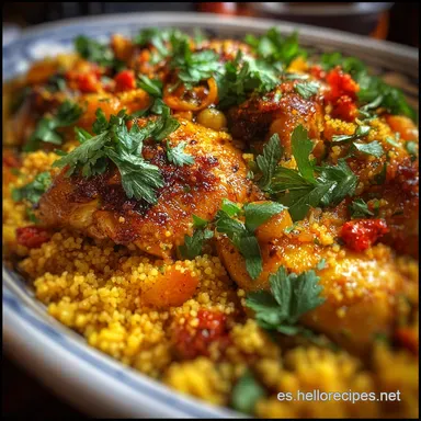 Cusc&uacute;s con Pollo Listo en 35 Minutos: Grano Esponjoso y Sabroso Tarjeta de receta