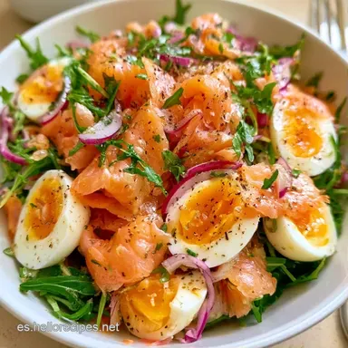 Ensalada Salmón Y Huevo en 25 Minutos Tarjeta de receta