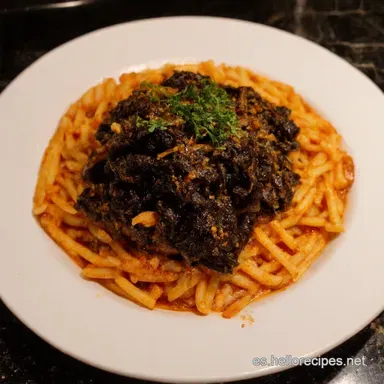 Espaguetis Negros a la Marinera Un Fest&iacute;n de Sabor Tarjeta de receta