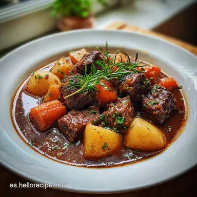 Guiso de Ternera a Fuego Lento para 6 Porciones Tarjeta de receta