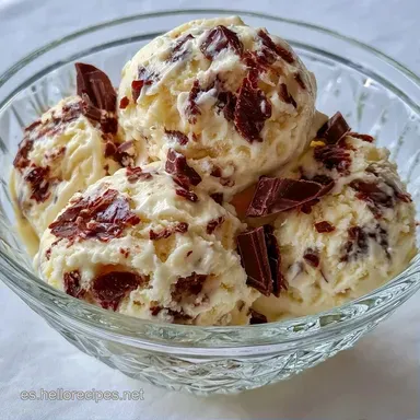 Helado de Chocolate con Chispas Cremoso Tarjeta de receta