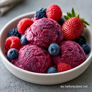 Helado De Frutos Rojos Para 4 Personas Tarjeta de receta