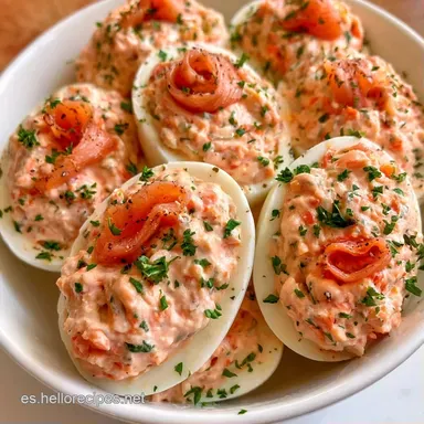 Huevos Rellenos Con Salmón en 30 Minutos Tarjeta de receta