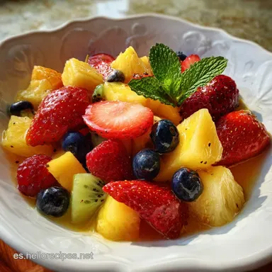 Macedonia de Frutas: Explosi&oacute;n C&iacute;trica con Texturas Tarjeta de receta