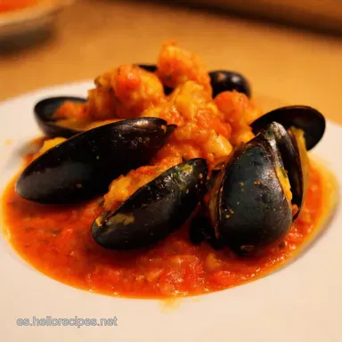 Mejillones en Salsa Brava Tapas Españolas Fáciles Tarjeta de receta