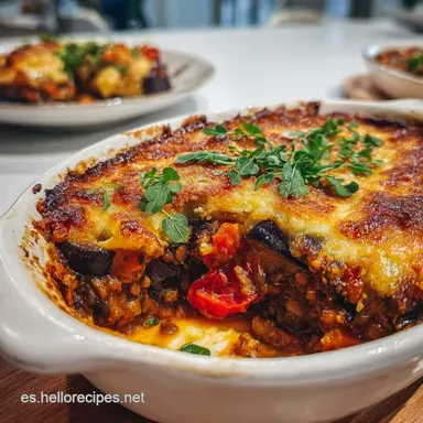 Comida vegetariana: Moussaka de Lentejas para Cenas R&aacute;pidas Tarjeta de receta