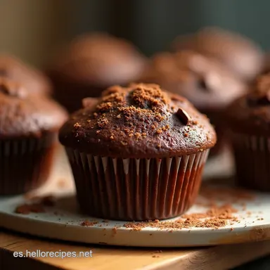 Muffins de Doble Chispas de Chocolate Esponjosos Receta F&aacute;cil Tarjeta de receta