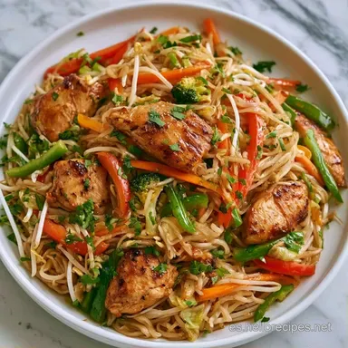 Noodles De Arroz Para 4 Personas Tarjeta de receta