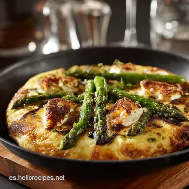 Omelette de queso de cabra y esp&aacute;rragos: Estilo Franc&eacute;s Tarjeta de receta