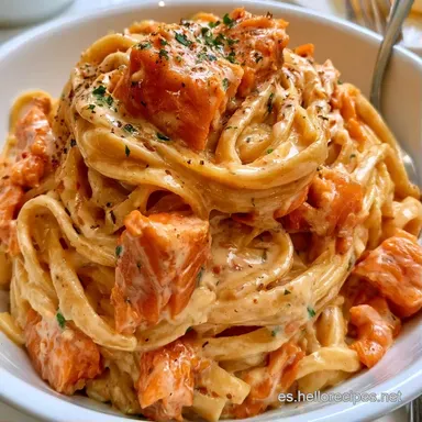 Pasta con Salmón Ahumado y Nata para 4 Tarjeta de receta