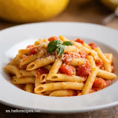 Pasta con tomate cremosa y Lista en 20 Sabor Aut&eacute;ntico Tarjeta de receta