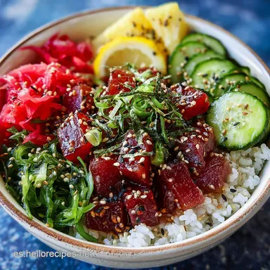 Poke Receta con At&uacute;n: Marinado en 40 Minutos Tarjeta de receta