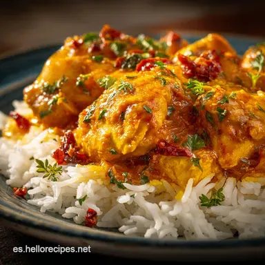 Pollo al Curry con Arroz: Receta cremosa, f&aacute;cil y lista en 50 minutos Tarjeta de receta