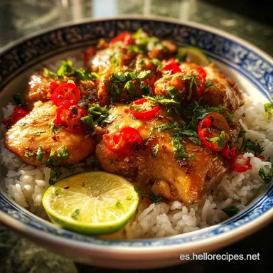 Receta para comer Pollo con Arroz: One-Pot Crujiente Tarjeta de receta