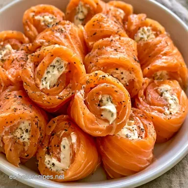 Rollitos de Salmón Ahumado con Queso Crema Tarjeta de receta