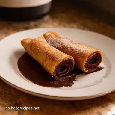 Rollo de Crepes de Chocolate Receta F&aacute;cil y Casera Tarjeta de receta