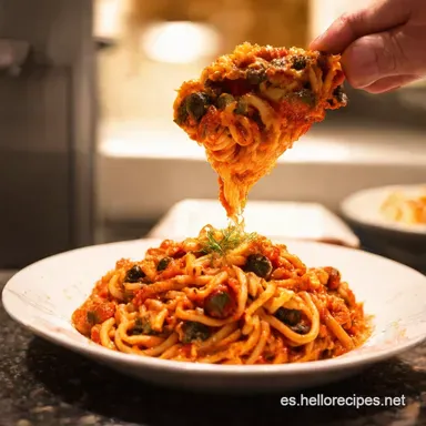 Puttanesca F&aacute;cil Receta Original y R&aacute;pida con Sabor a Italia Tarjeta de receta