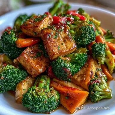 Tofu Salteado Verduras Crujiente Tarjeta de receta
