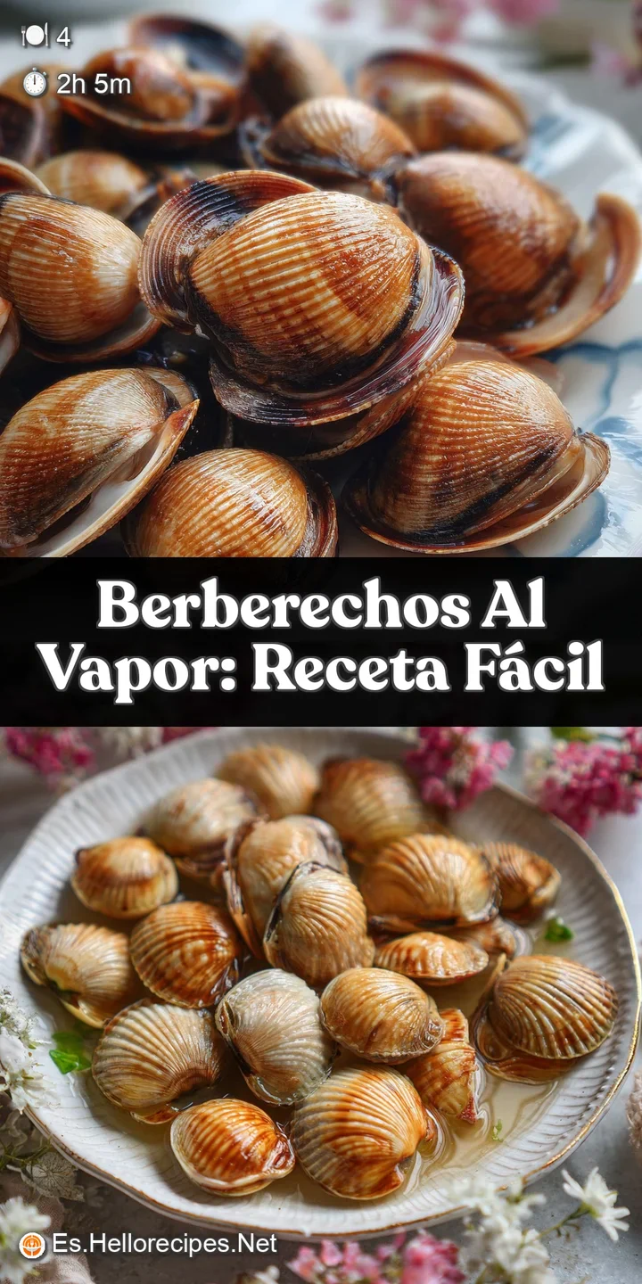 Close-up of steamed clams, their shells speckled with color, the briny aroma practically rising from the screen.