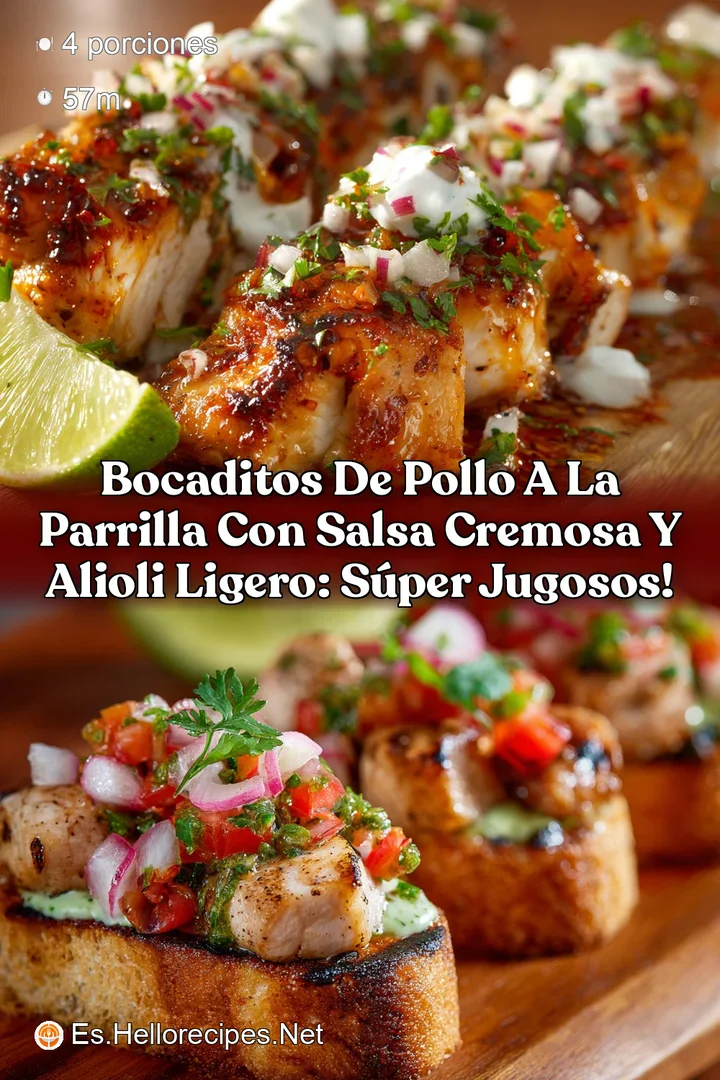 Bocaditos de Pollo a la Parrilla con Salsa Cremosa y Alioli Ligero: S&uacute;per Jugosos!