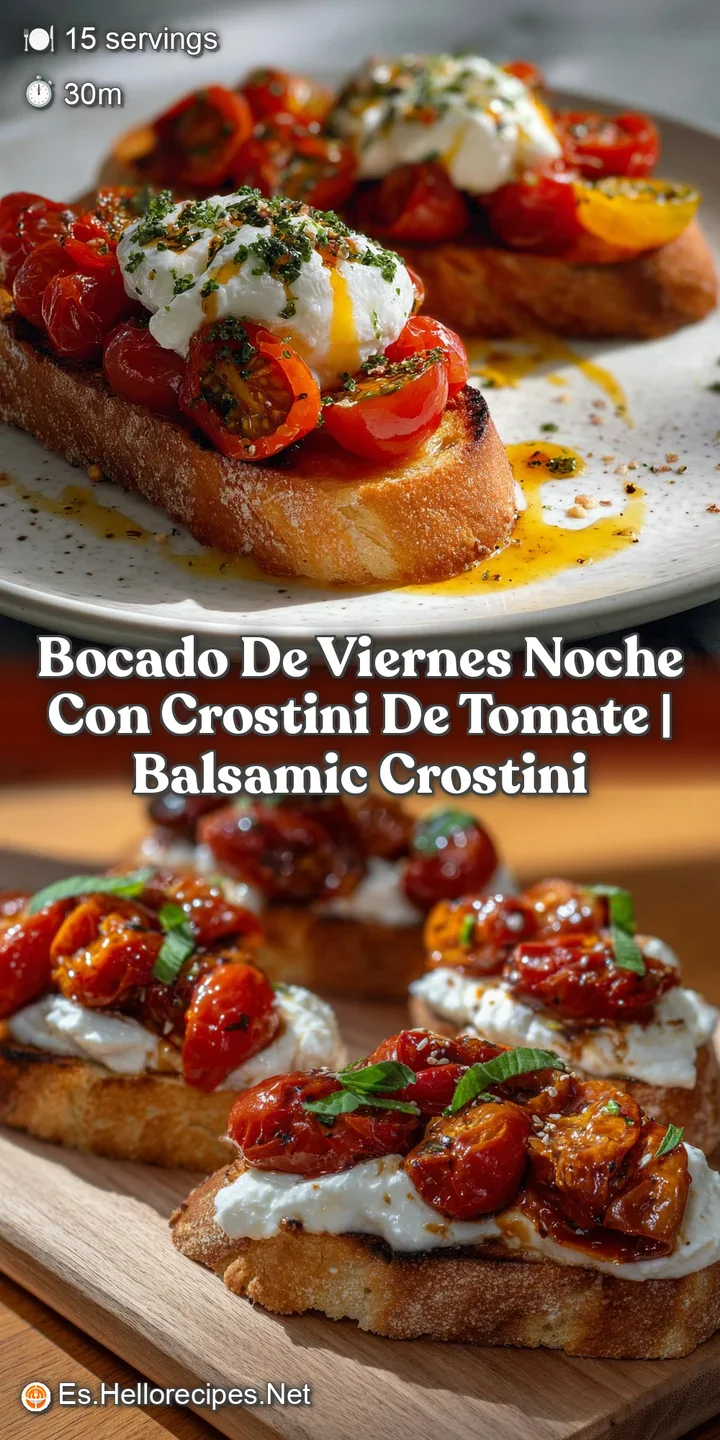 Close-up of the crostini de tomate, displaying the juicy tomatoes, crusty bread, and glistening olive oil, a burst of fres...