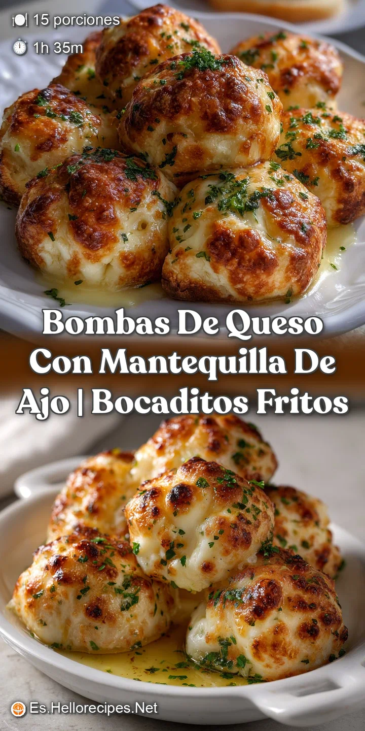 Close-up of a cheese bomb, oozing melted cheese. The garlic butter gleams, the textures invitingly crisp and creamy, ready...