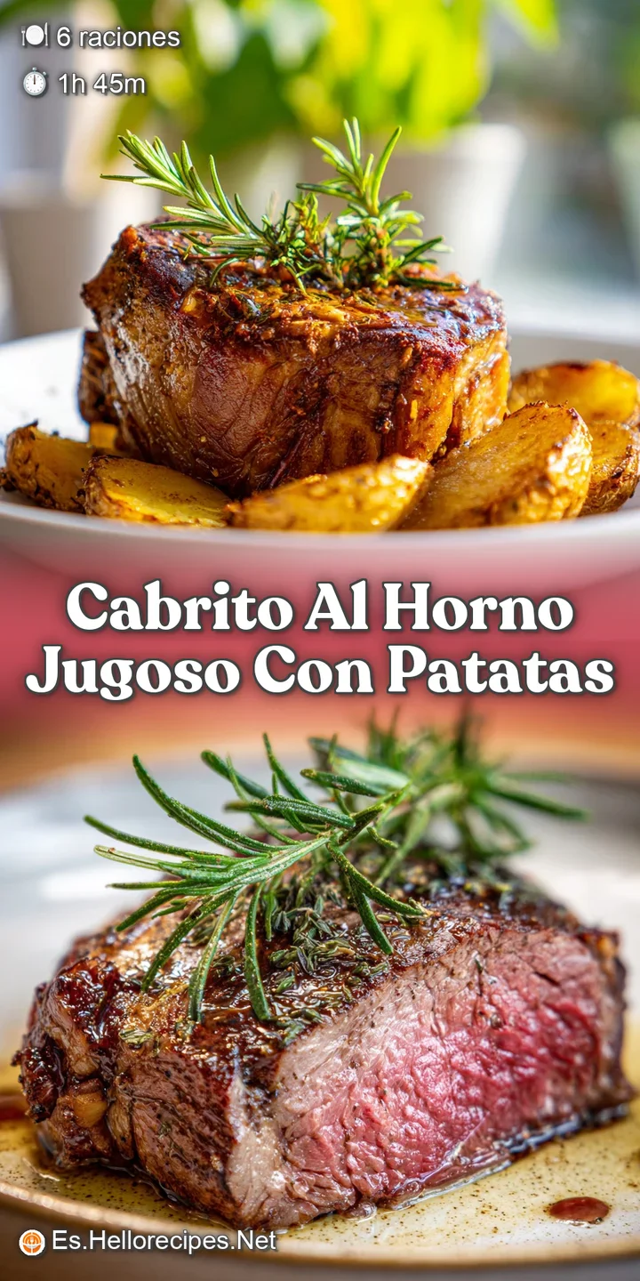 Close-up of juicy, slow-roasted baby goat, skin crisp and golden, alongside tender potatoes. An appetizing, flavorful deli...