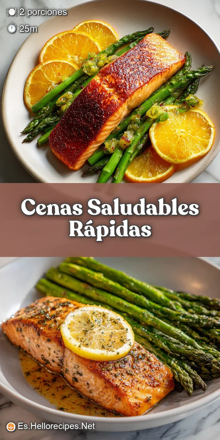 Close-up of tender, flaky salmon with vibrant green asparagus; hints of lemon and herbs highlight a fresh, healthy, appeti...