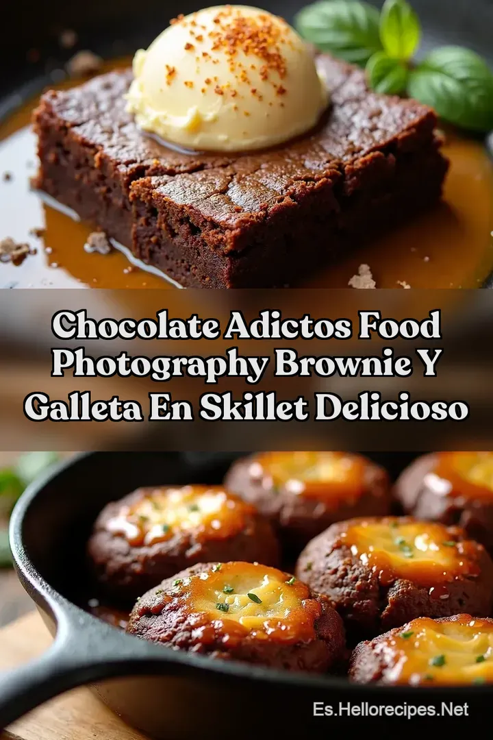 Chocolate Adictos Food Photography Brownie y Galleta en Skillet Delicioso