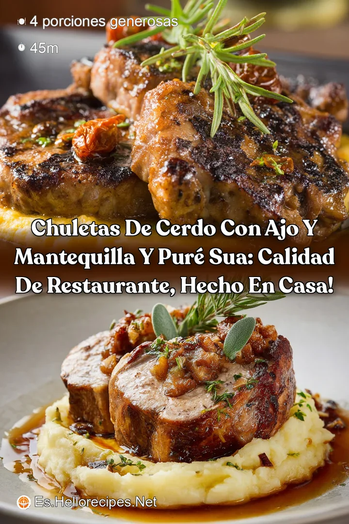 Chuletas de Cerdo con Ajo y Mantequilla y Pur&eacute; Sua: Calidad de Restaurante Hecho en Casa!
