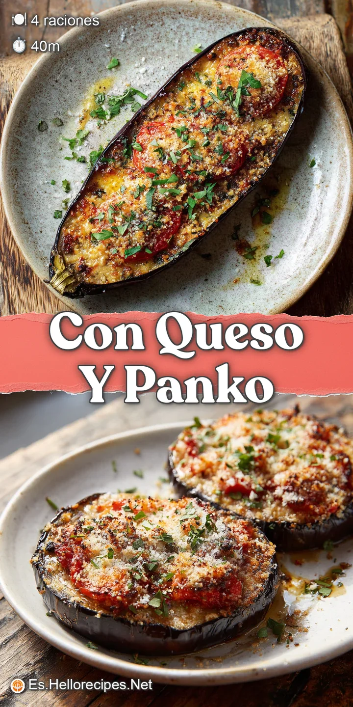 Close-up of cheesy baked eggplant, showcasing bubbly, browned cheese and soft, yielding textures with vibrant basil sprigs.