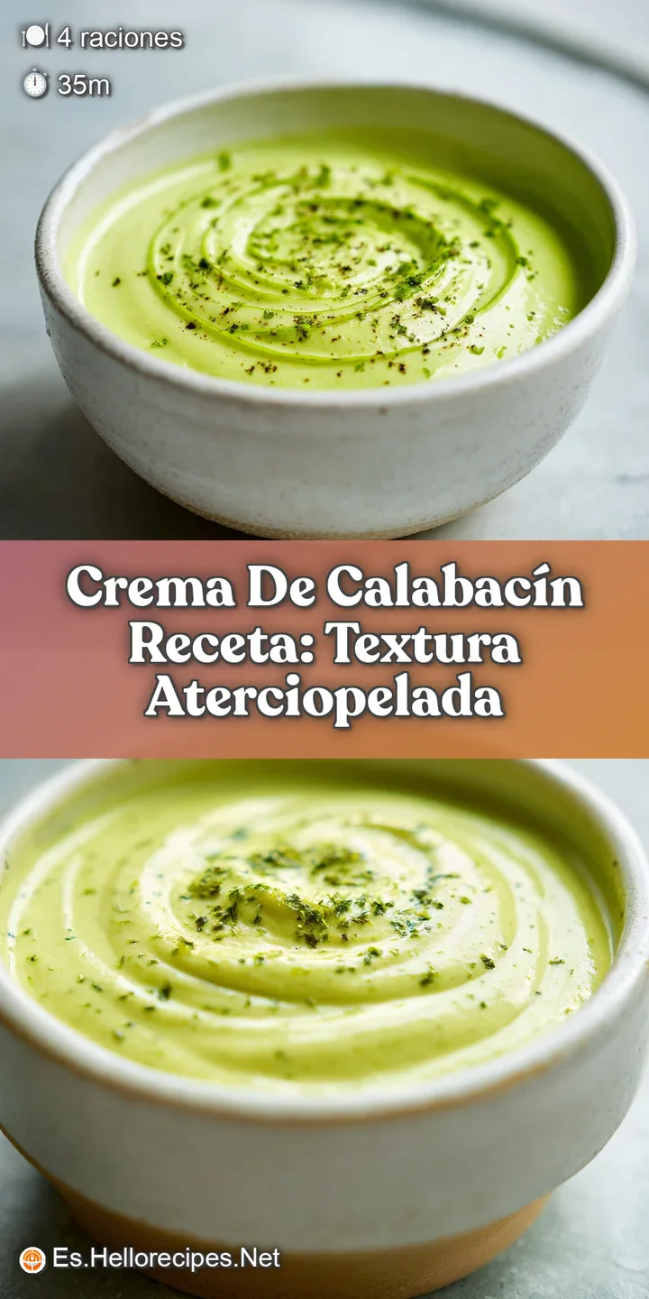 Close-up of creamy, bright green zucchini soup with herbs. A swirl of cream adds richness to the smooth texture.