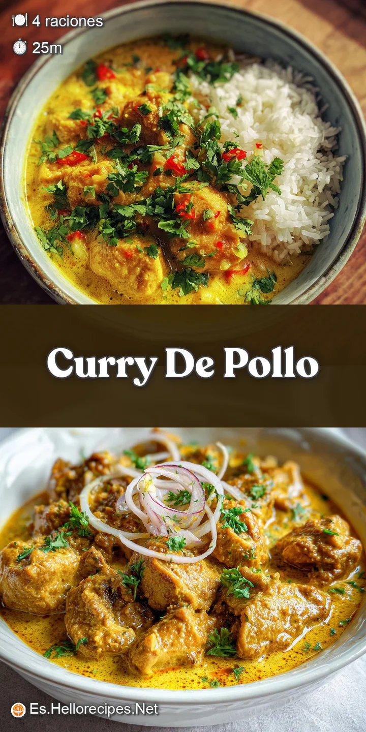 Close-up: tender chicken simmered in rich, yellow curry. Glistening coconut milk adds creamy contrast; fresh cilantro brig...