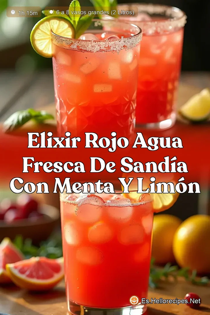 Elixir Rojo Agua Fresca de Sand&iacute;a con Menta y Lim&oacute;n