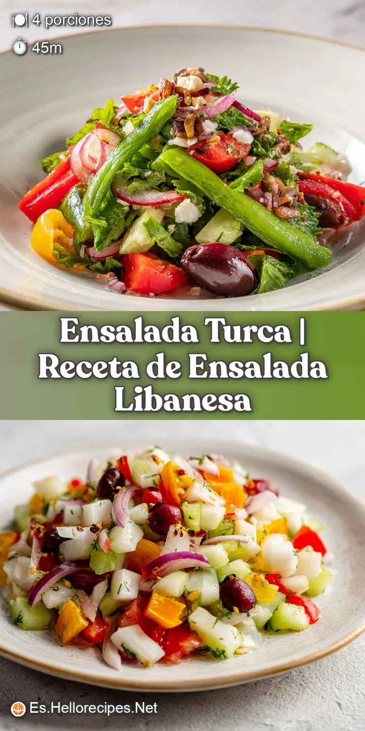 Close-up of finely diced tomatoes and cucumbers mixed with fluffy bulgur, bright green herbs.